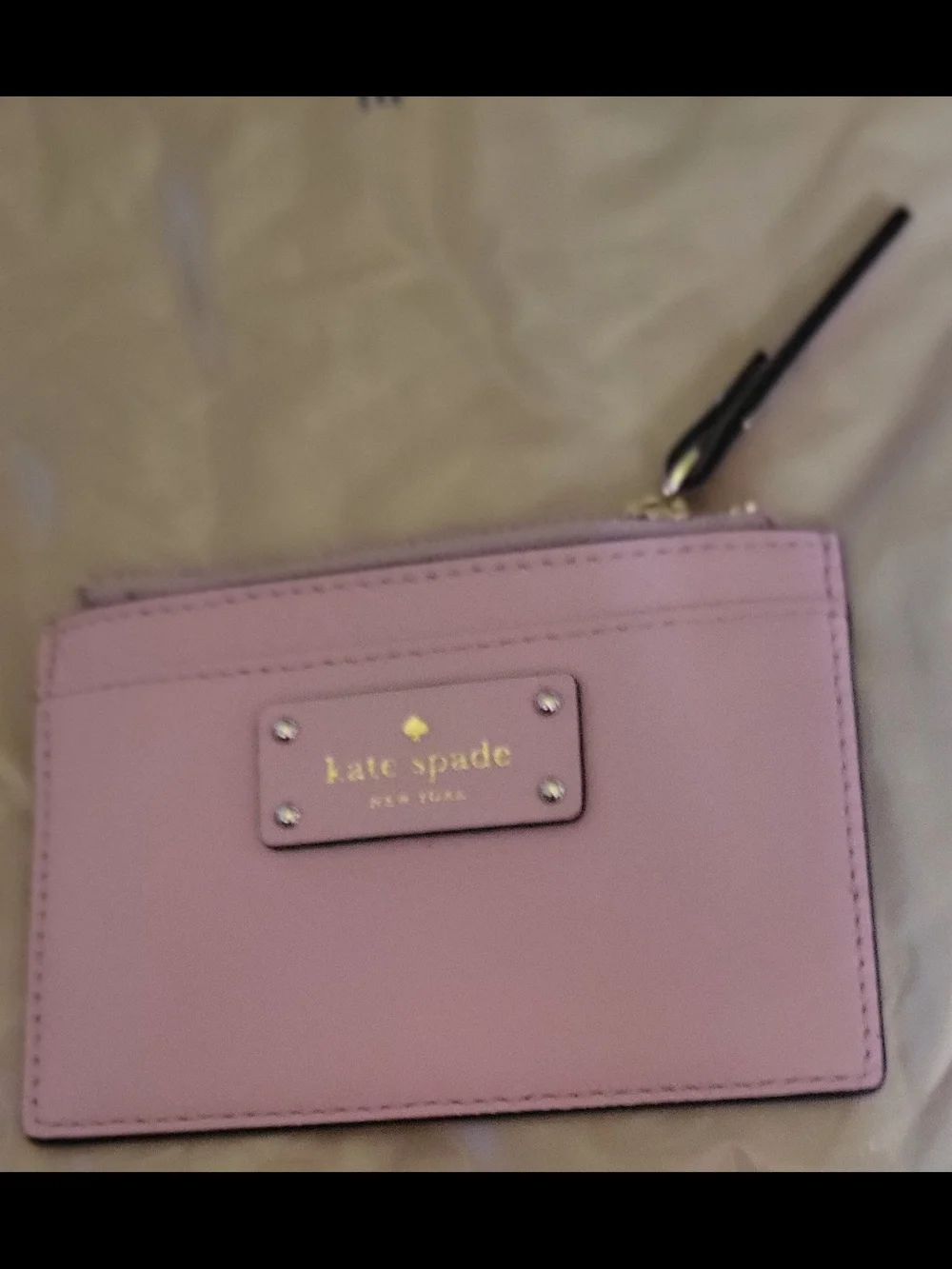 kate spade Pink Leather Card Wallet with Zip